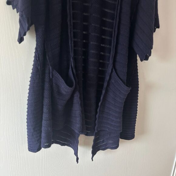 Anthropologie Guinevere Short Sleeve Cashmere Blend Cardigan Sweater Blue Large‎ - Picture 3 of 8